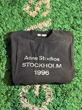 Acne Studios Black Crewneck Sweater with White Logo